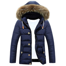 Load image into Gallery viewer, Plus Size M-3XL Mens Thicken Winter Down Coat Fur Collar Fleece Cotton Padded Jackets Men Hooded Parka Comfortable Outwear