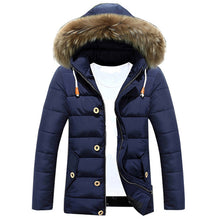 Load image into Gallery viewer, Plus Size M-3XL Mens Thicken Winter Down Coat Fur Collar Fleece Cotton Padded Jackets Men Hooded Parka Comfortable Outwear