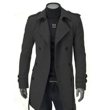 Load image into Gallery viewer, Winter Men Warm Jackets Black Grey Faux Wool Trench Men Cardigan Business Clothes Slim Fit Belted Long Coat Outwear Masculina