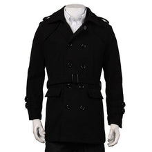 Load image into Gallery viewer, Winter Men Warm Jackets Black Grey Faux Wool Trench Men Cardigan Business Clothes Slim Fit Belted Long Coat Outwear Masculina