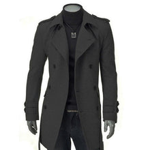 Load image into Gallery viewer, Winter Men Warm Jackets Black Grey Faux Wool Trench Men Cardigan Business Clothes Slim Fit Belted Long Coat Outwear Masculina