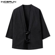 Load image into Gallery viewer, Autumn Men's Cardigan Kimono Chinese Coats Jackets Vintage Open Stitch Retro Button Long Sleeve Male Clothes Overcoat INCERUN