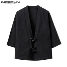 Load image into Gallery viewer, Autumn Men's Cardigan Kimono Chinese Coats Jackets Vintage Open Stitch Retro Button Long Sleeve Male Clothes Overcoat INCERUN