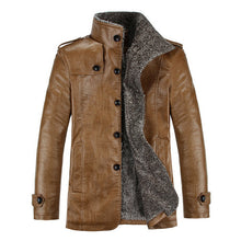 Load image into Gallery viewer, Warm Winter Men's Jackets Thicken Faux Fur Retro PU Leather Men Coat Windproof Slim Fit Jackets Male cowboy Men Winter Clothes