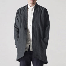 Load image into Gallery viewer, Autumn Chinese Style Men's Jackets Coat Cardigan Coat Long Jackets Vintage Windbreaker Hombre Black Trench Outwears Men Clothes