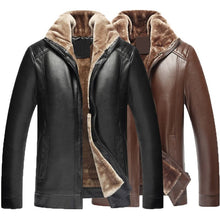Load image into Gallery viewer, Classic Jackets Mens Coats PU Leather Fleece Thick Zipper Slim Fit Outwear Male Coats Warm Winter Jaqueta Masculina Overcoats
