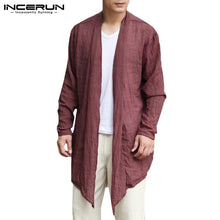 Load image into Gallery viewer, Retro Cardigan Mens Jackets Long Outwear Long Sleeve Irregular Hem Male Cloak Coats Trench Windbreaker Hombre Summer Autumn