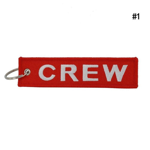 1Pcs New CREW Flight Embroidery Key Chain Woven Keychain