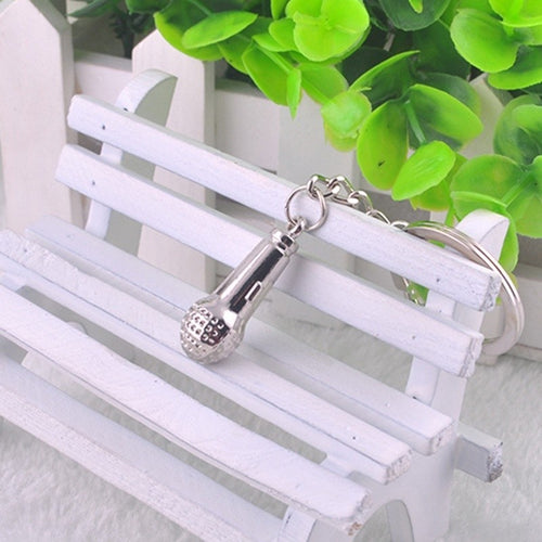 3D Music Microphone Pendent Keychains Keyring Key Chains Ring Holder