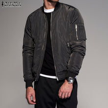 Load image into Gallery viewer, 2018 ZANZEA Mens Clothing Men Zip-up Long Sleeve Bomber Baseball Coat Jackets Casual Loose Biker Jackets Jaqueta Masculina Veste