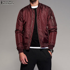 2018 ZANZEA Mens Clothing Men Zip-up Long Sleeve Bomber Baseball Coat Jackets Casual Loose Biker Jackets Jaqueta Masculina Veste