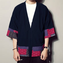 Load image into Gallery viewer, Brand Japan Style Cardigan Men's Coat Half Sleeve Open Stitch Kimono Floral Autumn Coat Loose Patchwork Outwear Hombre Shirt